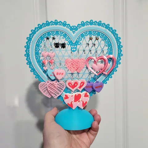 Lace Heart Doily Earring Holder/Decoration view 2