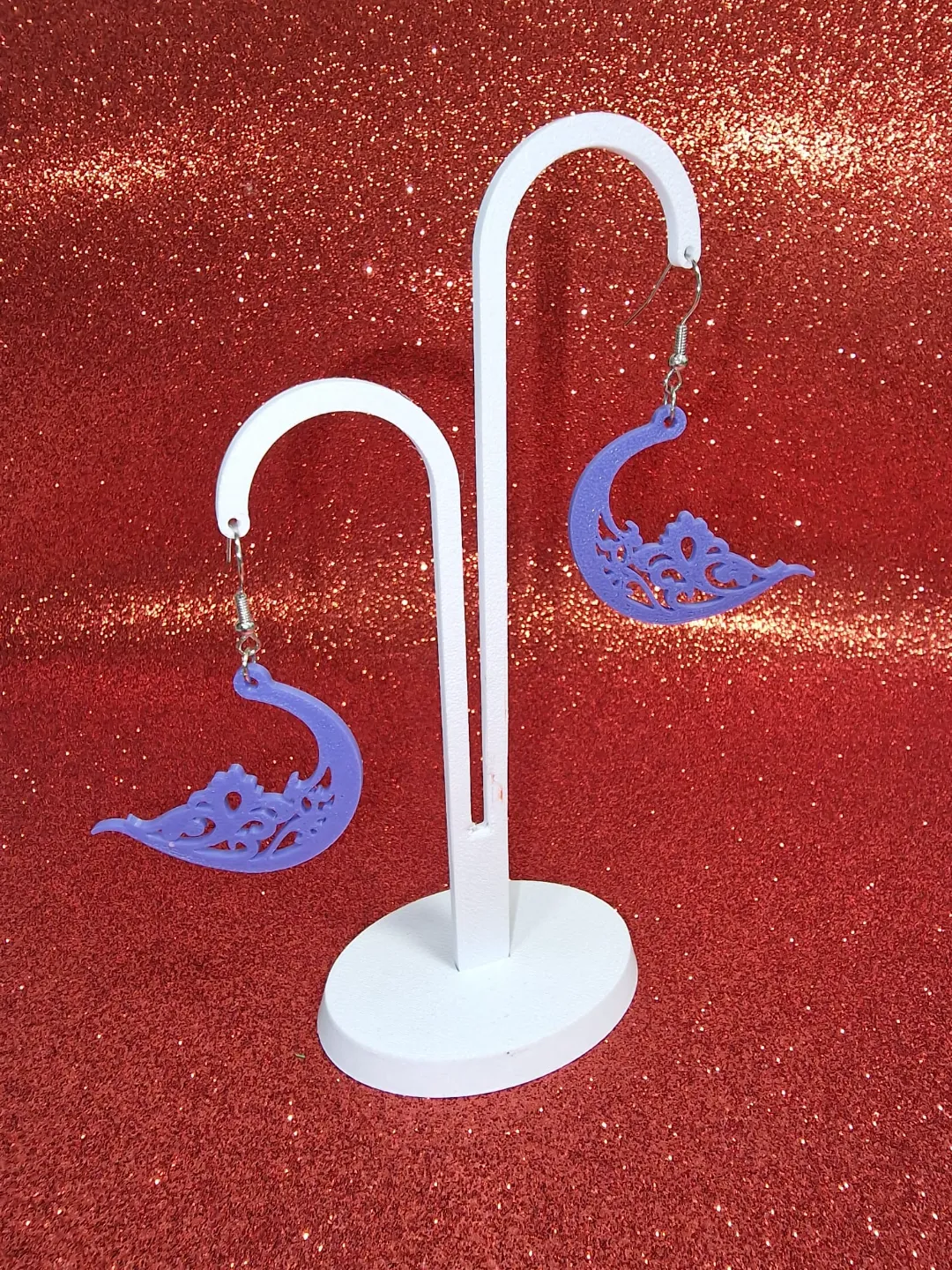 Floral half moon earrings view 3