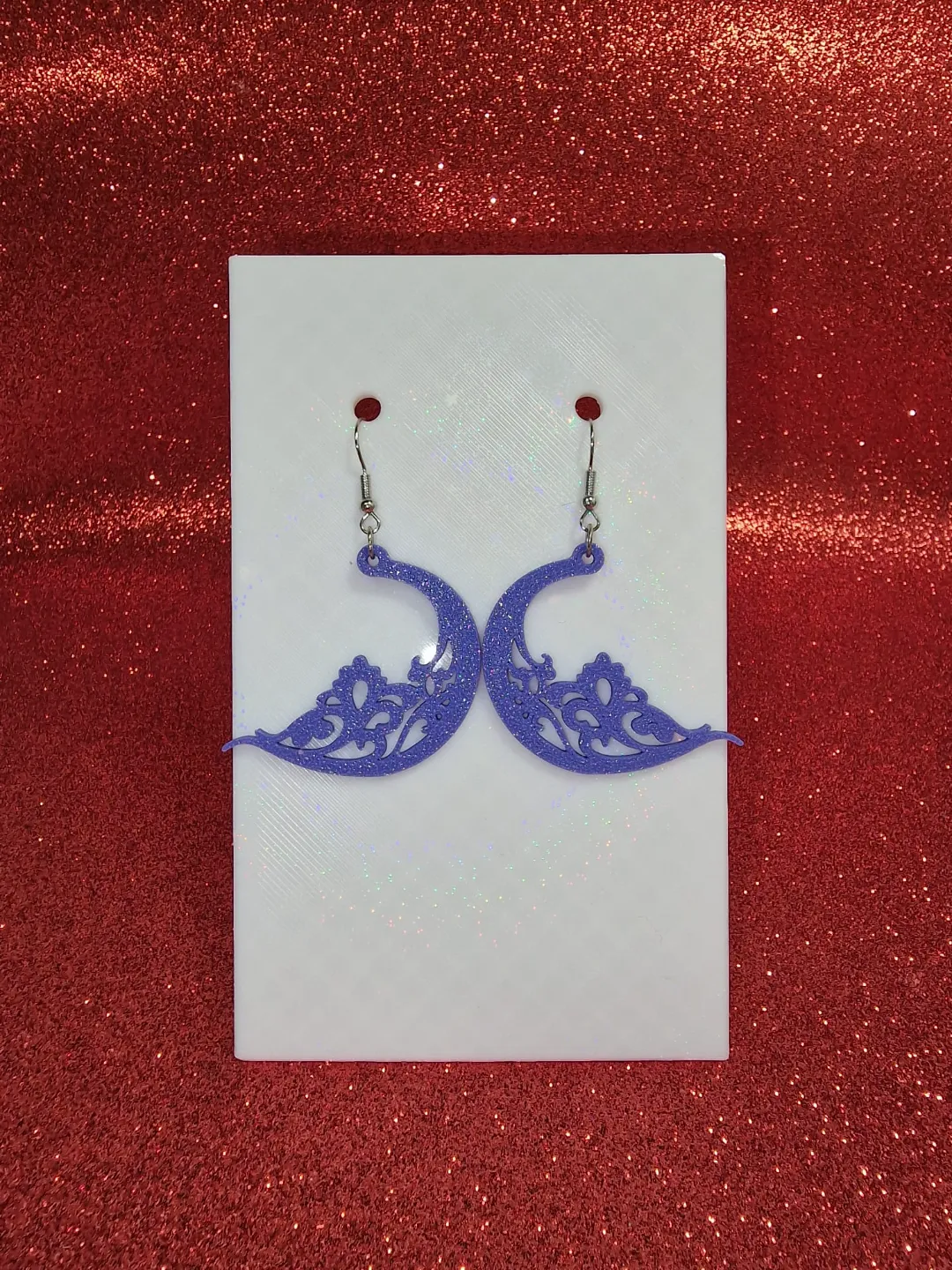 Floral half moon earrings view 2