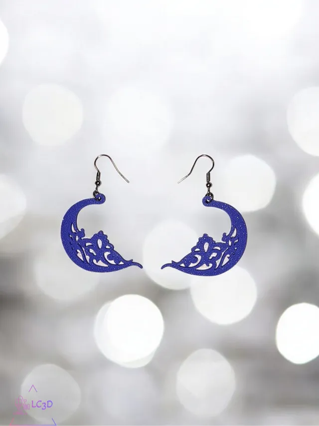 Floral half moon earrings
