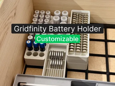 Gridfinity Battery Holder - Parametric