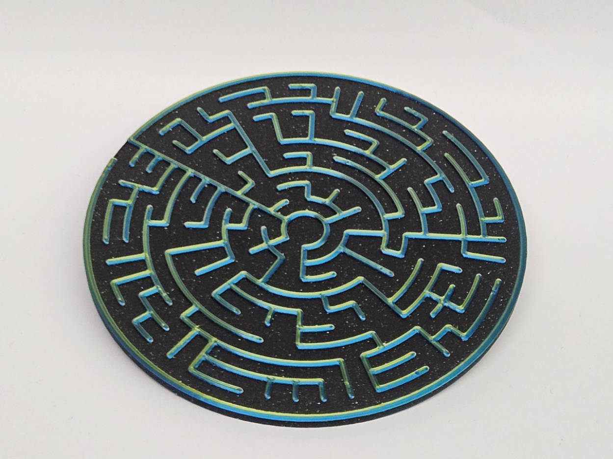 Parametric Circular Maze Coaster (OpenSCAD)