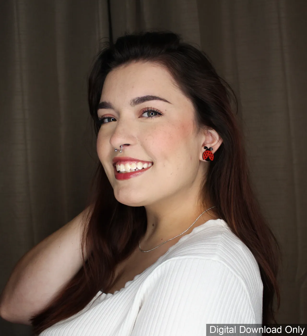 3D Printed Ladybug Stud Earrings Jewelry Gift Idea view 2