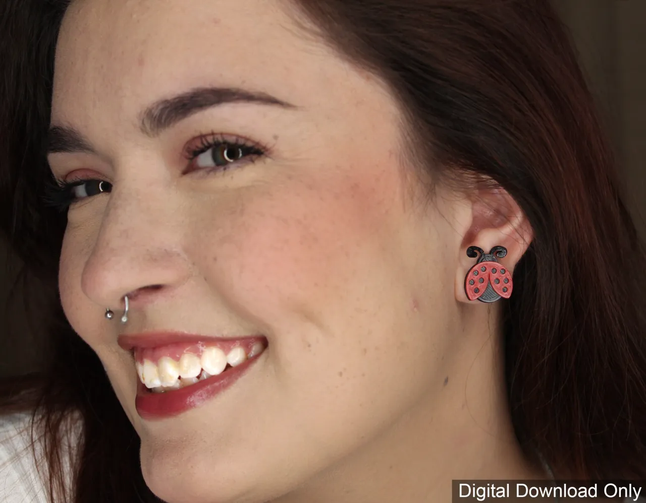 3D Printed Ladybug Stud Earrings Jewelry Gift Idea view 4