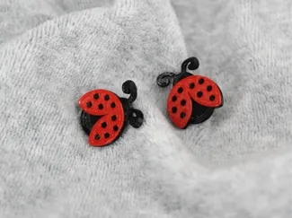 3D Printed Ladybug Stud Earrings Jewelry Gift Idea