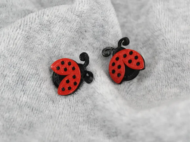 3D Printed Ladybug Stud Earrings Jewelry Gift Idea