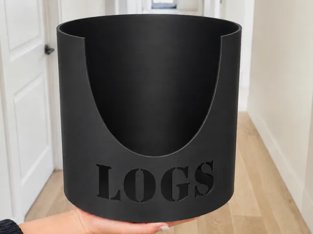 Log Holder with Cut-Out Text Decorative
