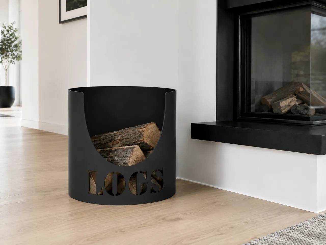 Log Holder with Cut-Out Text Decorative view 4
