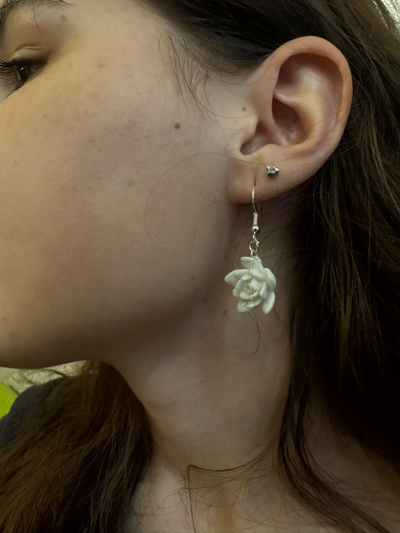 Elegant Lotus Flower Earrings. High-Detail Jewelry view 2
