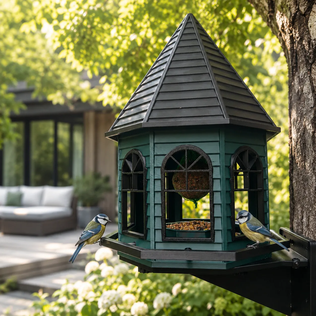 Premium bird feeder house by Techro3D. view 2