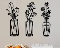 Décoration murale vase à fleurs 2D (lot de 3) — photo 3