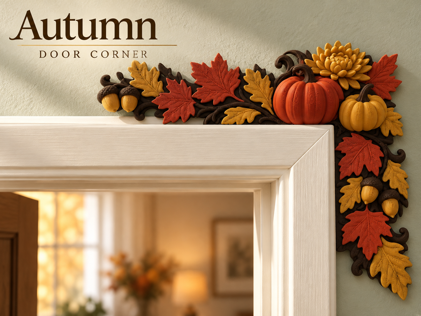 Autumn Door Frame Corner Decor | Pumpkins & Leaves - 1
