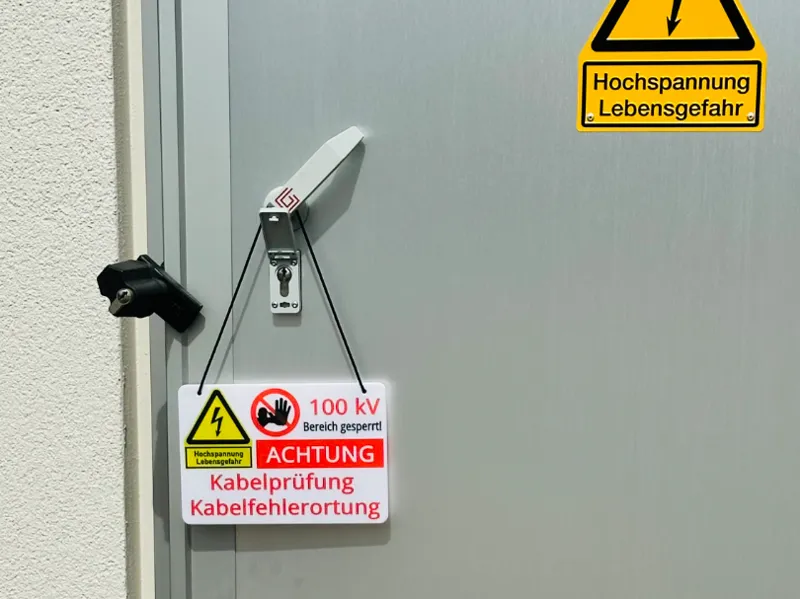 Warnschild Kabelmesswagen für Stationstüren & KVS