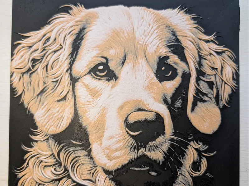 Golden Retriever Hueforge Filament Painting 1