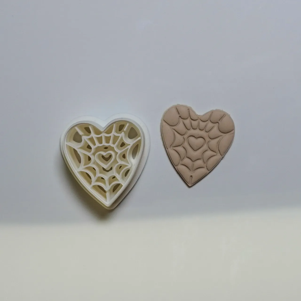 Heart Web Polymer Clay Cutter Earrings Necklace view 2