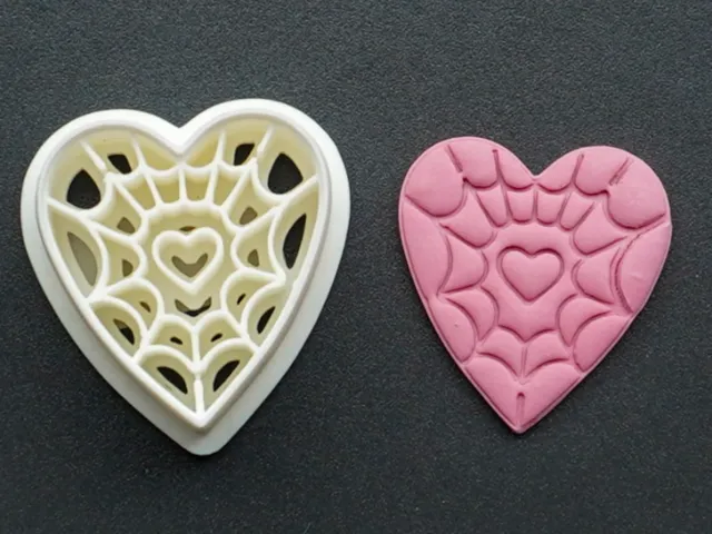 Heart Web Polymer Clay Cutter Earrings Necklace