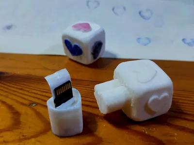 Fantasy Heart Dice -Secret MicroSD Storage & Stamp