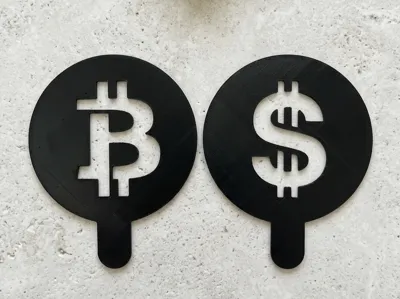 Coffee Stencil Set, Bitcoin and Dollar