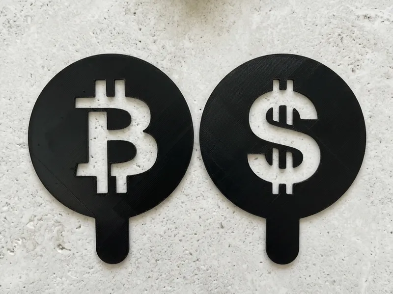 Coffee Stencil Set, Bitcoin and Dollar