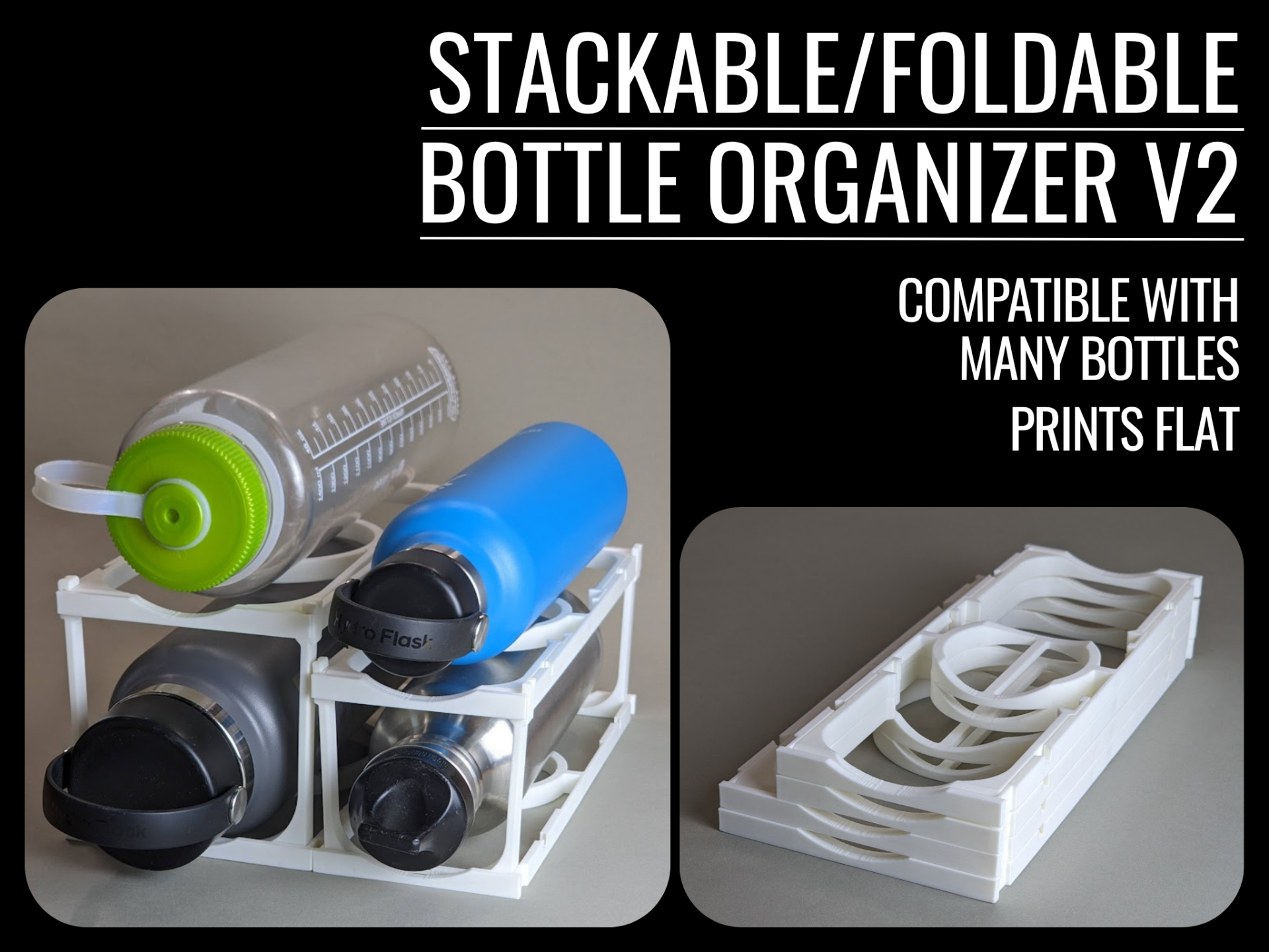 Flat-Pack Modular Bottle Organizer V2