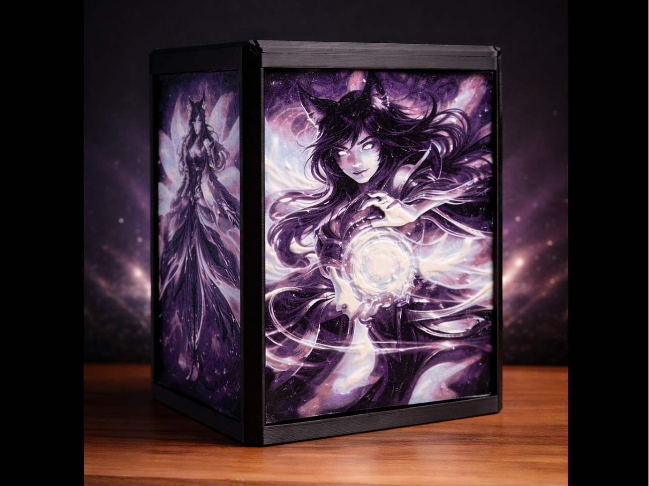 3Dプリント Ahri Riftbound デッキボックス - スリーブ付きカード75枚