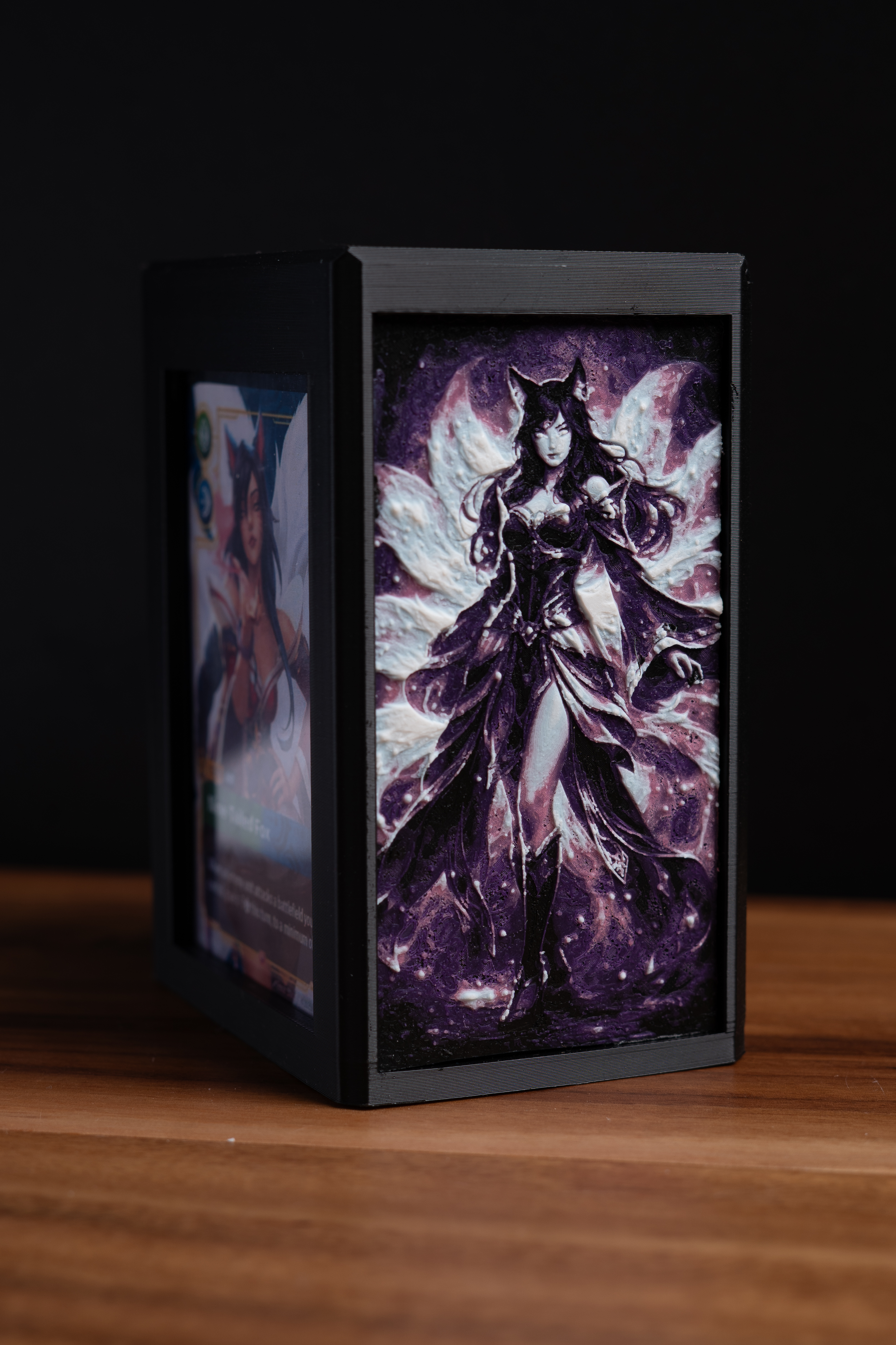 3Dプリント Ahri Riftbound デッキボックス - スリーブ付きカード75枚