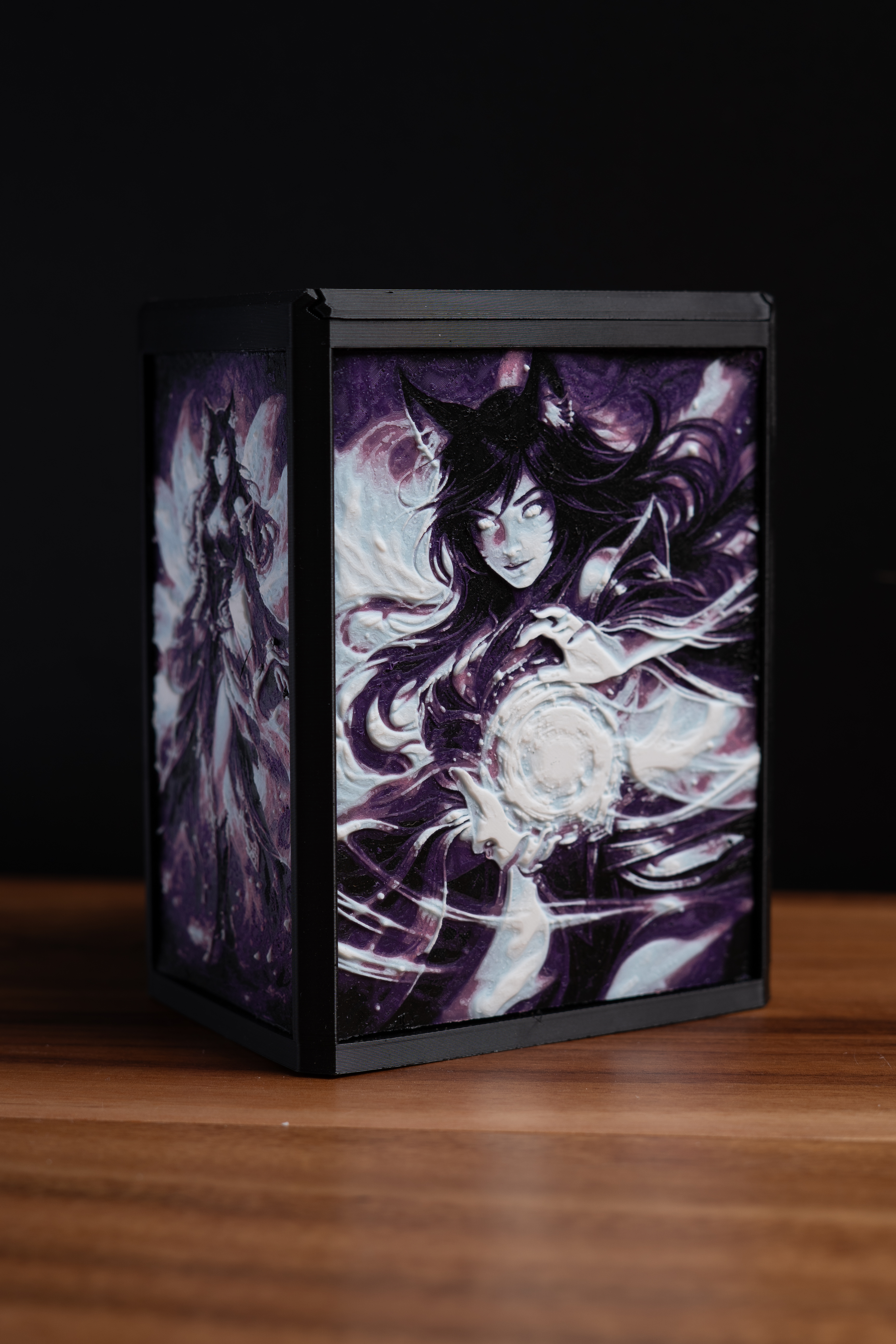 3Dプリント Ahri Riftbound デッキボックス - スリーブ付きカード75枚