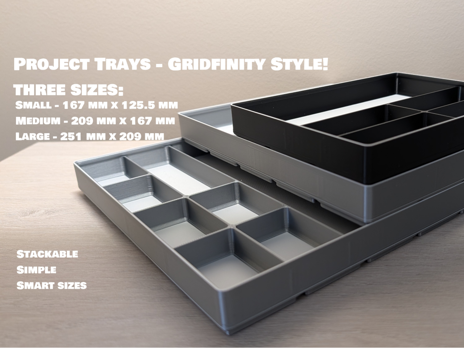 Gridfinity Stackable Project Tray Organizer