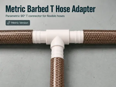 Parametric Barbed T Hose Adapter - Metric Version