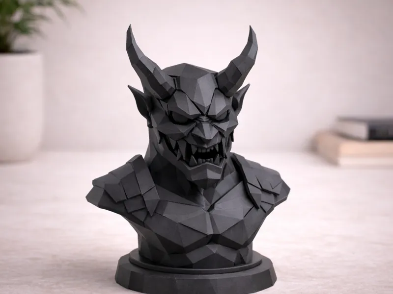 Low Poly Oni Demon Bust
