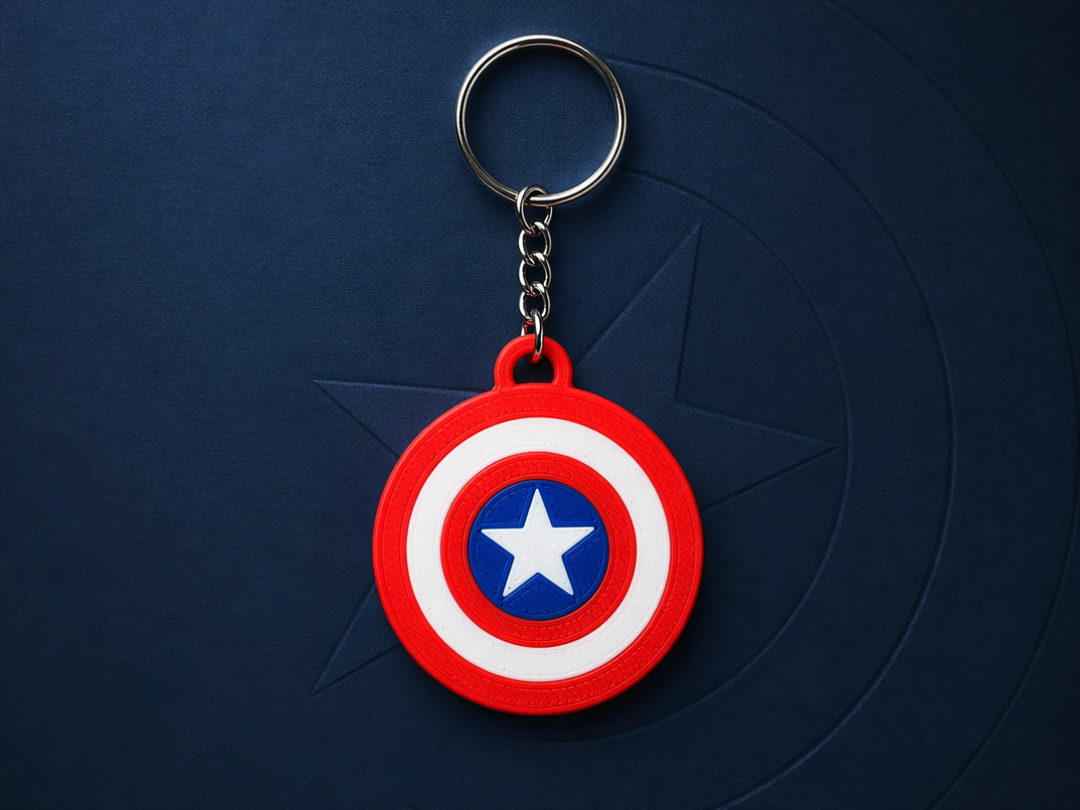 Captain America inspired shield keychain