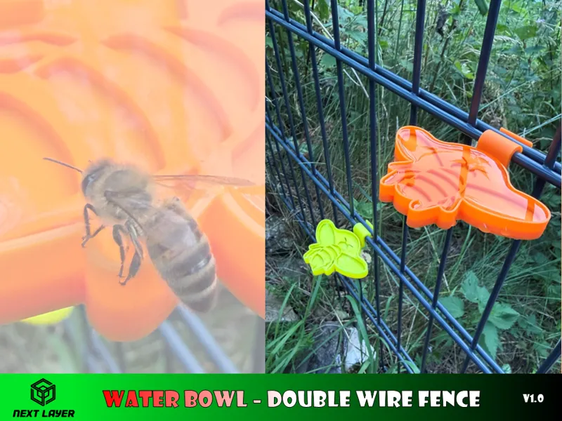 Water bowl for double wire fence