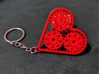 Geared Fidget Heart Valentine's Day Keychain