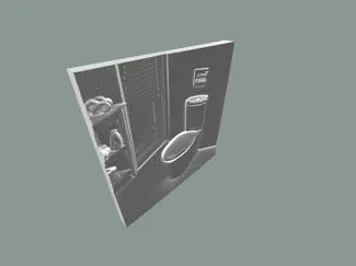 Relief sculpture of a toilet