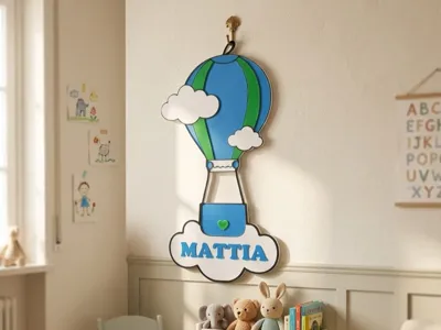 Customizable Birth Announcement Hot Air Balloon