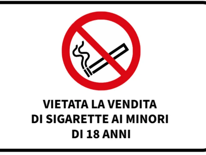cartello vietato vendita sigarette ai minori di 18