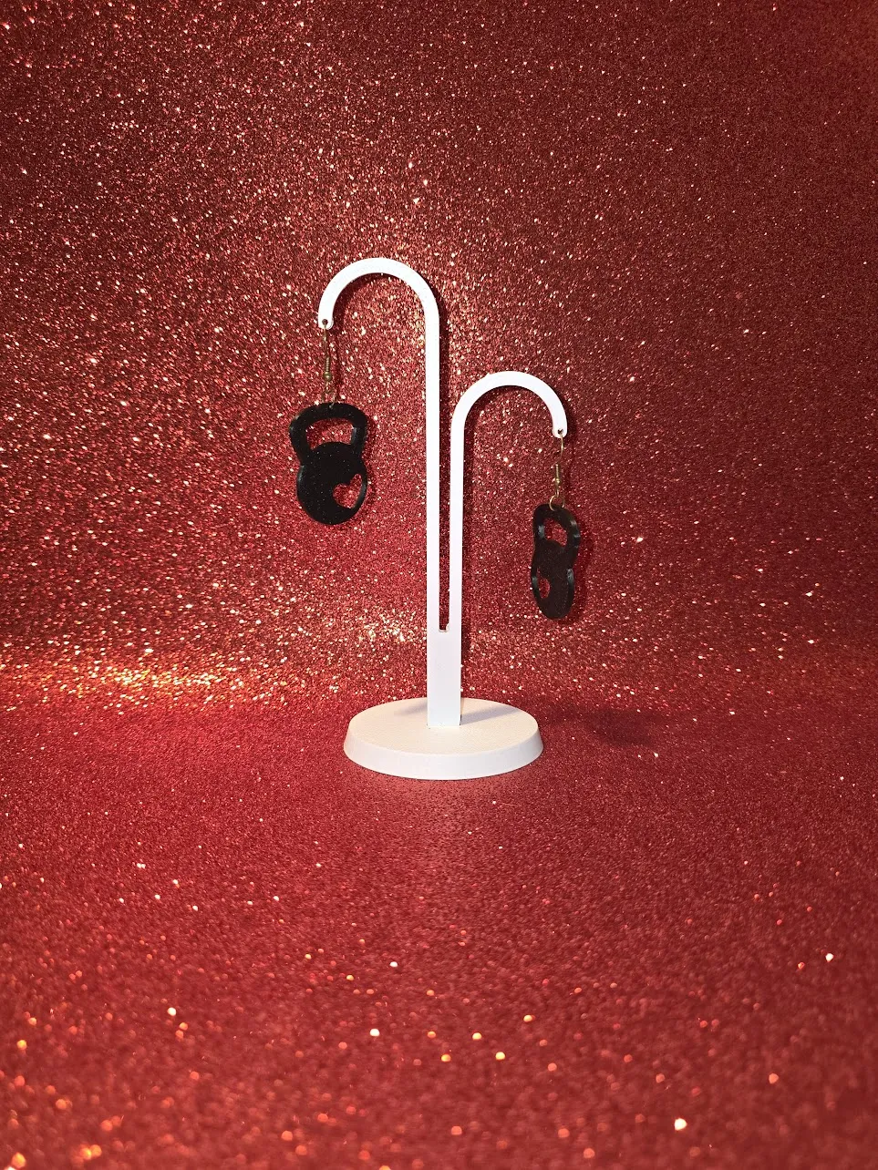 Love kettlebell earrings view 3