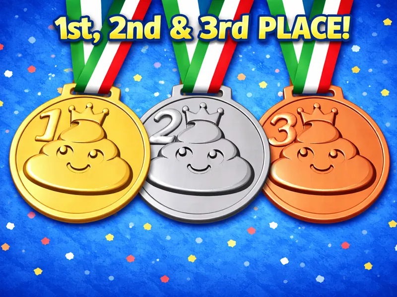 Funny Poop Victory Medals First Second Third (Set)