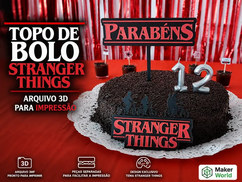Topo de bolo com tema Stranger Things