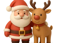 Figurine Père Noël et renne — photo 2