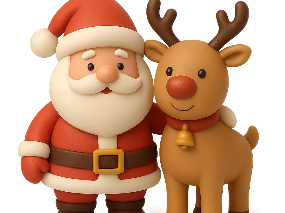 Figurine Père Noël et renne
