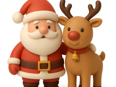 Santa Claus and reindeer
