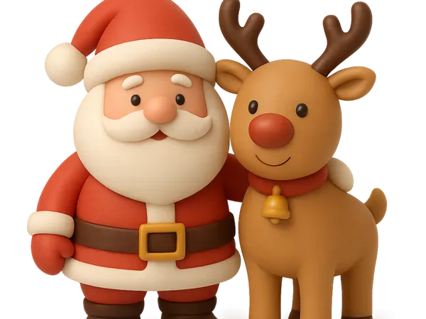 Figurine Père Noël et renne