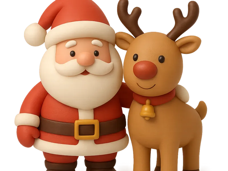 Santa Claus and reindeer