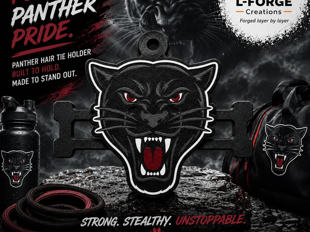 Accesorio para sujetar ligas de cabello: Panther Hair Tie Holder Keychain. Referencia del modelo original.