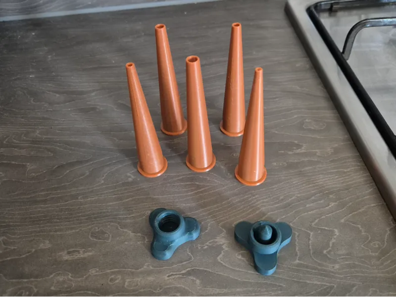Silicone tube cap and nozzles
