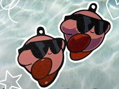 Kirby with Sunglasses Earings or Keychain
