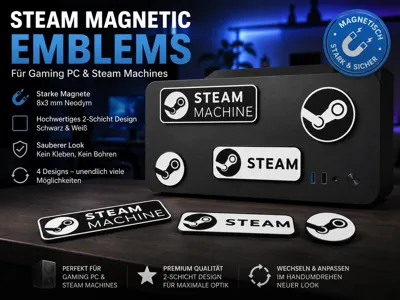 Steam Machine 3D Logo-Emblem magnetic 8x3 / 8x2
