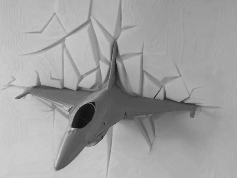 Wall-Breaking F-16 Plane