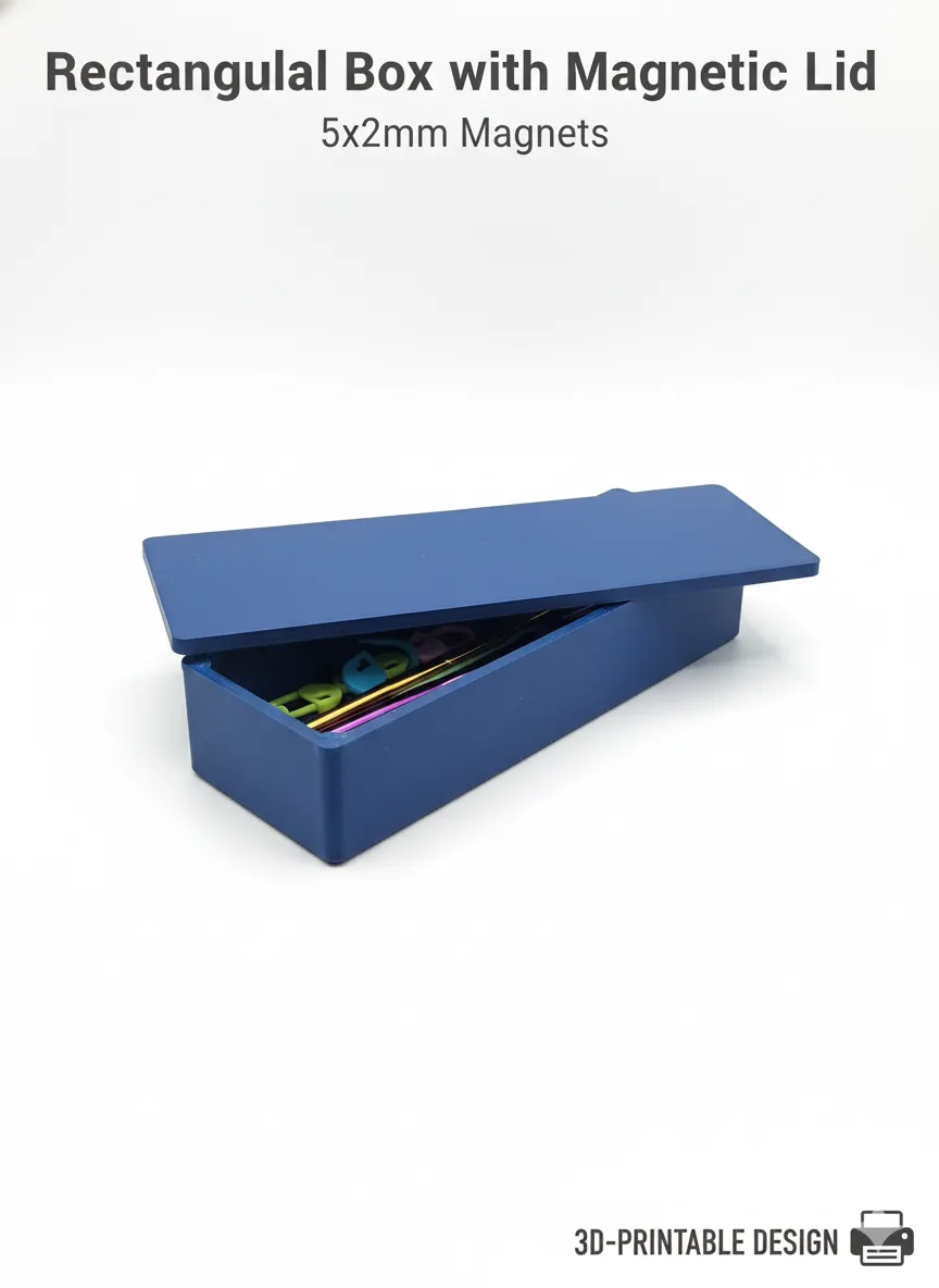 Rectangular Box with Magnetic Lid (5x2mm Magnets) - Free 3D Print Model ...
